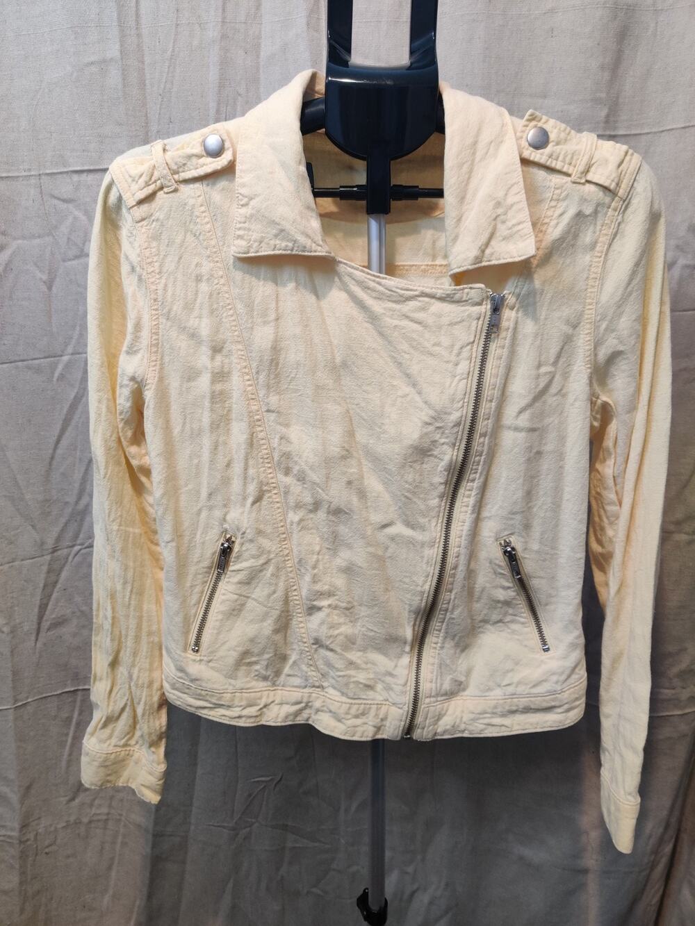 Maurices Yellow Linen Blend Lightweight Jacket Long Sleeves Diagonal Zip Women M